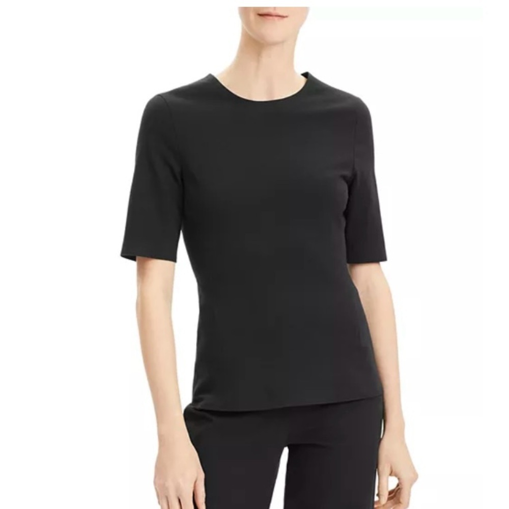 Theory Black Ponte Short Sleeved Fitted Shirt S